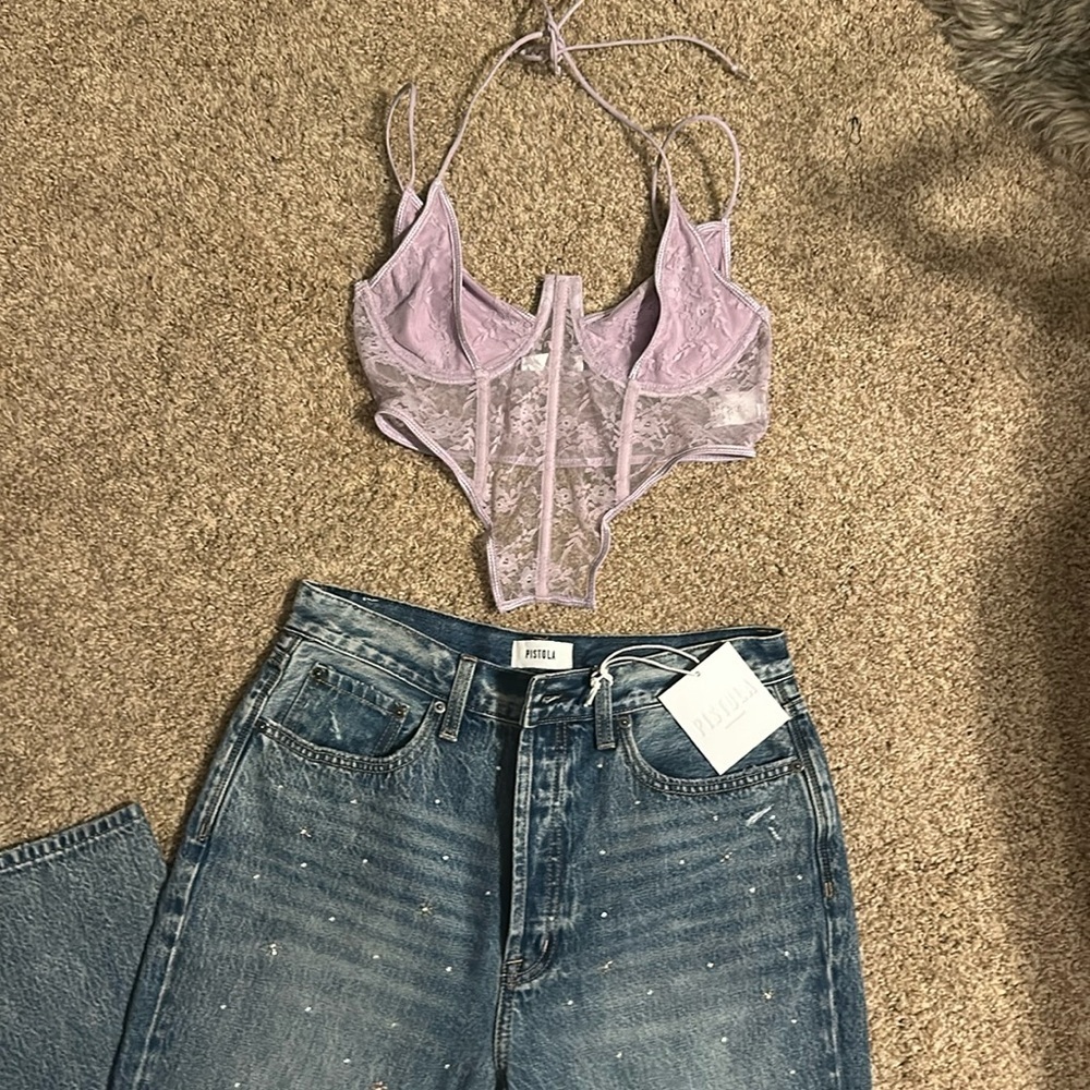 Miss 8 Liliac lace corset bra top in M